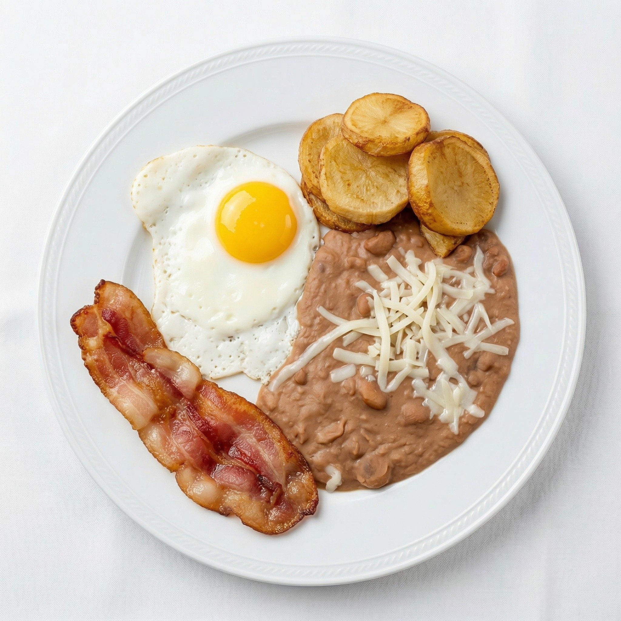 Huevo, Tocino, Frijoles and Papitas.