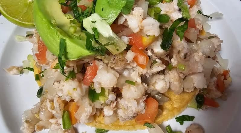 Ceviche - Shrimp Tostada.